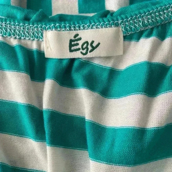 🆕Egs Jade & White Stripe Asymmetric Tulip-
Hem Midi Dress L🆕 - Picture 8 of 9